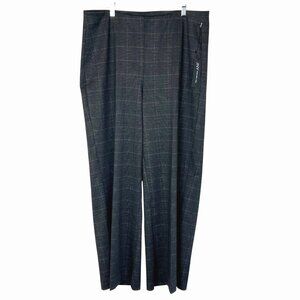 Jones New York Womens Pull-On Wide Leg Plaid Pants Sz 1X Gray Black/Gray NWT's
